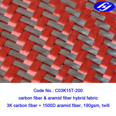 Hitam / Merah 2x2 Twill Kain Aramid Karbon 200gsm Merah Kevlar Para Aramid Fabric