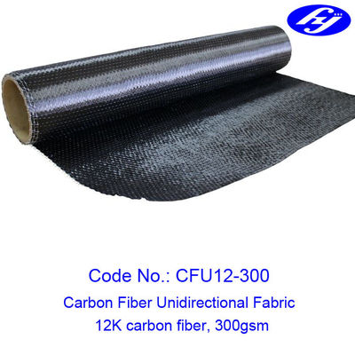 12K 300GSM Kain Serat Karbon / Serat Karbon Searah Untuk Penguatan Bangunan