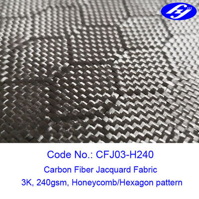 Honeycomb / Hexagon Pola 3K Serat Jacquard Hitam Serat Karbon