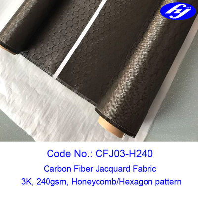 Honeycomb / Hexagon Pattern 3K Carbon Fiber Jacquard Fabric Untuk Komponen Komposit